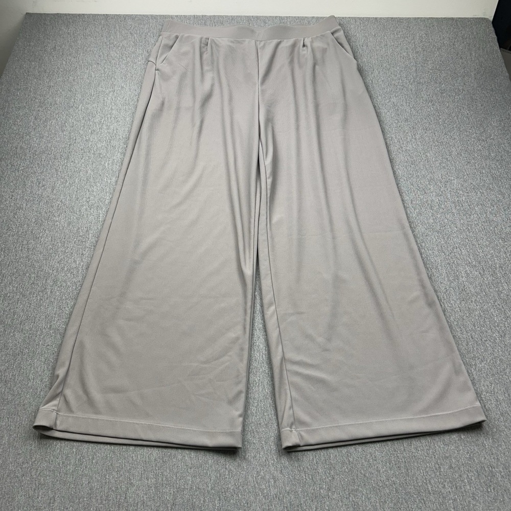 Halara Pants Gray Wide Leg Stretch Dress Work Trousers Women's XL Petite Pull On - Picture 4 of 14